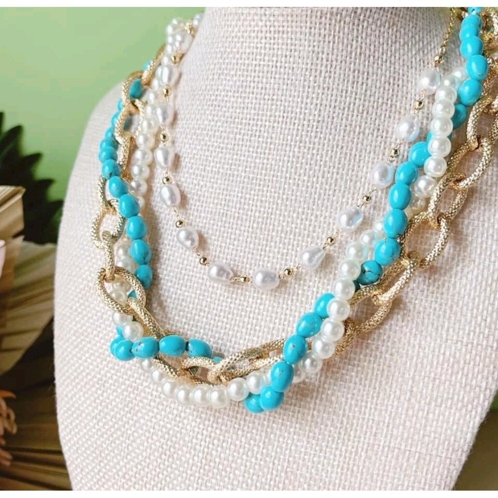 NWT Park Lane Caribbean Necklace Turquoise 3 In 1 Limited edition Sold out Blue
